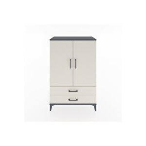 Hyperion Dolap 3 Raflı 2 Çekmeceli 2 Kapaklı 88x44x134 Antrasit-aytaşı