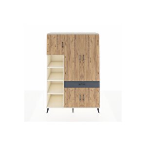 Hyperion Dolap 8 Raflı Tek Çekmeceli 5 Kapaklı 132x44x195 Aytaşı-çam/antrasit