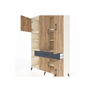 Hyperion Dolap 8 Raflı Tek Çekmeceli 5 Kapaklı 132x44x195 Aytaşı-çam/antrasit