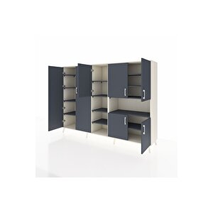 Hyperion Dolap 13 Raflı 7 Kapaklı 220x44x163 Aytaşı-antrasit