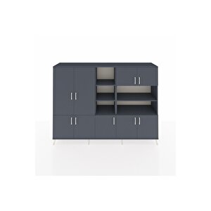 Hyperion Dolap 14 Raflı 9 Kapaklı 220x44x163 Antrasit-antrasit