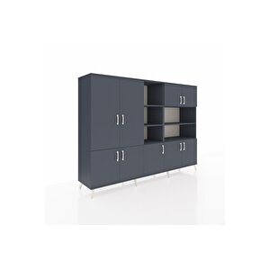 Hyperion Dolap 14 Raflı 9 Kapaklı 220x44x163 Antrasit-antrasit