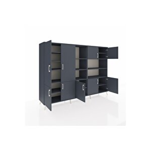 Hyperion Dolap 14 Raflı 9 Kapaklı 220x44x163 Antrasit-antrasit