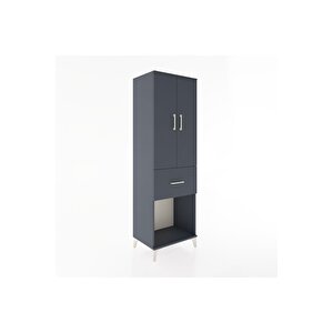Hyperion Dolap Tek Raflı Tek Çekmeceli Tek Askılı 60x44x195 Antrasit-antrasit