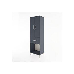 Hyperion Dolap Tek Raflı Tek Çekmeceli Tek Askılı 60x44x195 Antrasit-antrasit