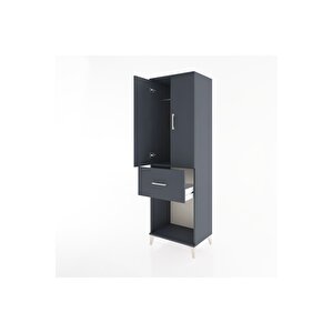 Hyperion Dolap Tek Raflı Tek Çekmeceli Tek Askılı 60x44x195 Antrasit-antrasit