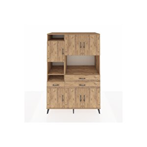 Kronos Dolap 9 Raflı 3 Çekmeceli 6 Kapaklı 132x59x195 Çam-çam/çam