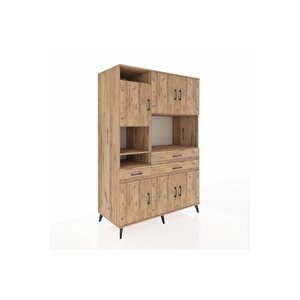Kronos Dolap 9 Raflı 3 Çekmeceli 6 Kapaklı 132x59x195 Çam-çam/çam