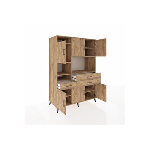 Kronos Dolap 9 Raflı 3 Çekmeceli 6 Kapaklı 132x59x195 Çam-çam/çam