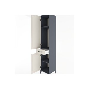 Hyperion Dolap 3 Raflı Tek Çekmeceli Tek Askılı 44x44x221 Antrasit-aytaşı