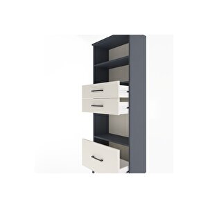Arges Dolap 3 Raflı 3 Çekmeceli 60x30x163 Antrasit-aytaşı