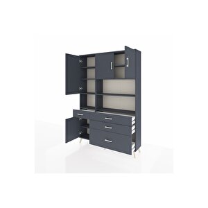 Arges Gardrop 9 Raflı 4 Çekmeceli 4 Kapaklı 132x30x195 Antrasit-antrasit