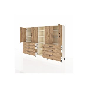 Hyperion Dolap 10 Raflı 6 Çekmeceli 4 Kapaklı 220x44x163 Aytaşı-çam