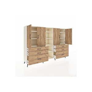 Hyperion Dolap 10 Raflı 6 Çekmeceli 4 Kapaklı 220x44x163 Aytaşı-çam