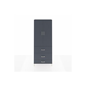 Arges Dolap 3 Raflı 3 Çekmeceli 2 Kapaklı 88x30x221 Antrasit-antrasit