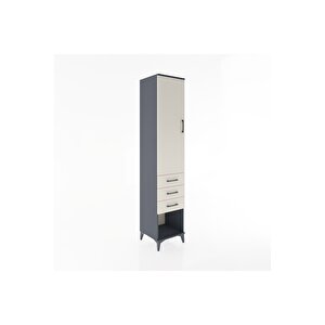 Hyperion Dolap 3 Raflı 3 Çekmeceli Tek Kapaklı 44x44x221 Antrasit-aytaşı