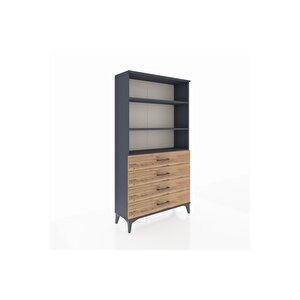 Arges Dolap 3 Raflı 4 Çekmeceli 88x30x163 Antrasit-çam