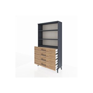 Arges Dolap 3 Raflı 4 Çekmeceli 88x30x163 Antrasit-çam