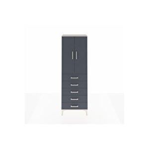 Arges Dolap 3 Raflı 5 Çekmeceli 2 Kapaklı 60x30x182 Aytaşı-antrasit