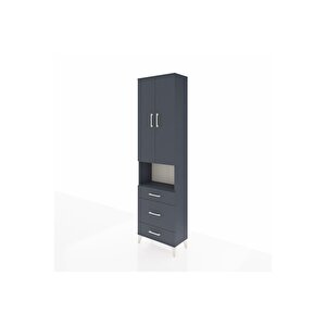 Arges Dolap 3 Raflı 3 Çekmeceli Tek Askılı 60x30x221 Antrasit-antrasit