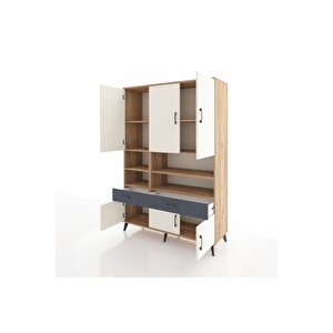 Hyperion Dolap 8 Raflı 2 Çekmeceli 6 Kapaklı 132x44x195 Çam-aytaşı/antrasit