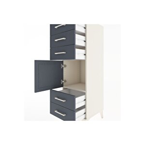 Hyperion Dolap Tek Raflı 5 Çekmeceli Tek Kapaklı 44x44x134 Aytaşı-antrasit