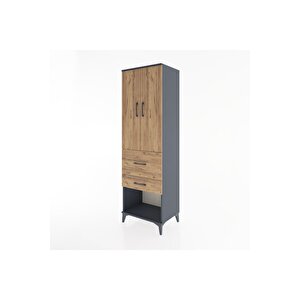 Hyperion Dolap 3 Raflı 2 Çekmeceli 2 Kapaklı 60x44x195 Antrasit-çam
