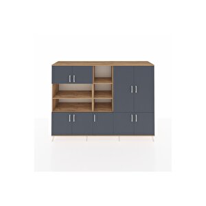 Hyperion Dolap 14 Raflı 9 Kapaklı 220x44x163 Çam-antrasit/çam