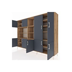 Hyperion Dolap 14 Raflı 9 Kapaklı 220x44x163 Çam-antrasit/çam