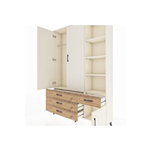 Arges Dolap 5 Raflı 4 Çekmeceli Tek Askılı 132x30x195 Aytaşı-aytaşı/çam