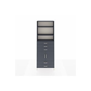 Arges Dolap 4 Raflı 5 Çekmeceli 2 Kapaklı 88x30x243 Antrasit-antrasit