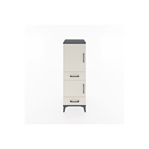 Hyperion Dolap 3 Raflı 2 Çekmeceli 2 Kapaklı 44x44x134 Antrasit-aytaşı