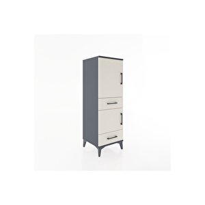 Hyperion Dolap 3 Raflı 2 Çekmeceli 2 Kapaklı 44x44x134 Antrasit-aytaşı