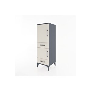 Hyperion Dolap 3 Raflı 2 Çekmeceli 2 Kapaklı 44x44x134 Antrasit-aytaşı