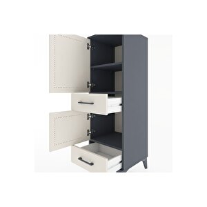 Hyperion Dolap 3 Raflı 2 Çekmeceli 2 Kapaklı 44x44x134 Antrasit-aytaşı