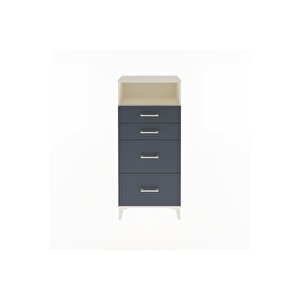 Arges Dolap Tek Raflı 4 Çekmeceli 60x30x134 Aytaşı-antrasit