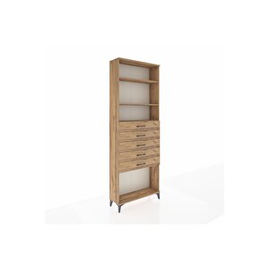 Arges Dolap 3 Raflı 5 Çekmeceli 88x30x243 Çam-çam