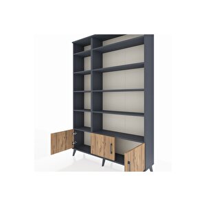 Arges Dolap 10 Raflı 3 Kapaklı 132x30x195 Antrasit-çam/antrasit