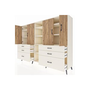 Hyperion Dolap 10 Raflı 6 Çekmeceli 4 Kapaklı 220x44x163 Aytaşı-çam/aytaşı