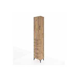 Arges Dolap 3 Raflı 5 Çekmeceli Tek Kapaklı 44x30x221 Çam-çam