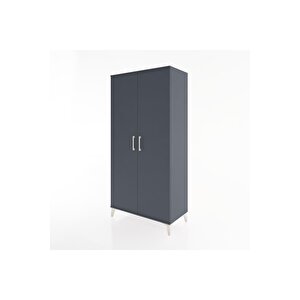 Hyperion Dolap 2 Raflı 2 Kapaklı Tek Askılı 88x44x182 Antrasit-antrasit