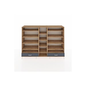 Hyperion Dolap 14 Raflı 2 Çekmeceli  220x44x163 Çam-çam/antrasit