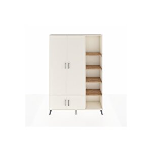 Arges Dolap 6 Raflı 4 Kapaklı Tek Askılı 132x30x195 Aytaşı-aytaşı/çam