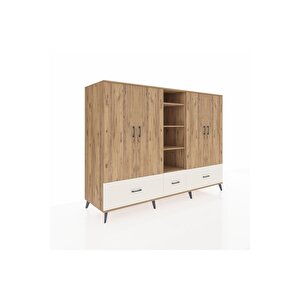 Kronos Dolap 12 Raflı 3 Çekmeceli 4 Kapaklı 220x59x163 Çam-çam/aytaşı