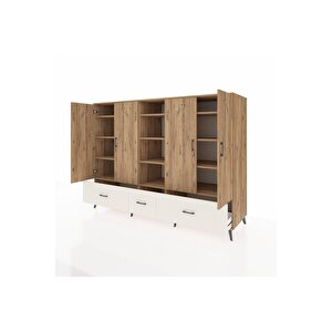 Kronos Dolap 12 Raflı 3 Çekmeceli 4 Kapaklı 220x59x163 Çam-çam/aytaşı