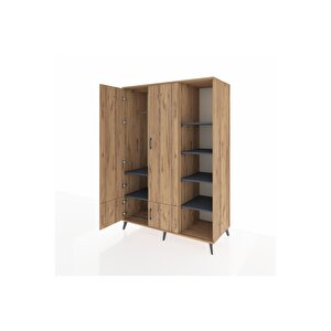 Kronos Dolap 6 Raflı 4 Kapaklı Tek Askılı 132x59x195 Çam-çam/antrasit