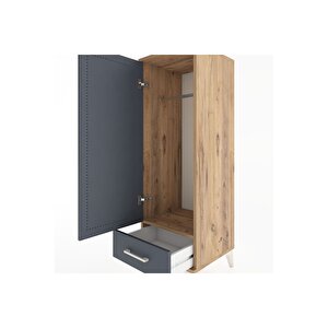 Hyperion Dolap Tek Raflı Tek Çekmeceli Tek Askılı 44x44x134 Çam-antrasit