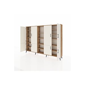 Arges Dolap 14 Raflı 8 Kapaklı 220x30x163 Çam-aytaşı/çam