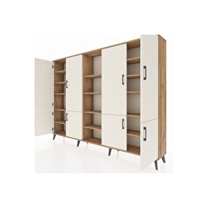 Arges Dolap 14 Raflı 8 Kapaklı 220x30x163 Çam-aytaşı/çam