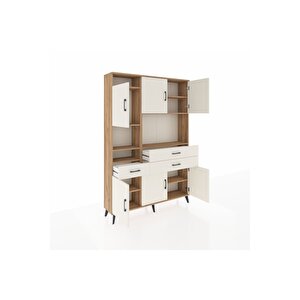 Arges Gardrop 9 Raflı 3 Çekmeceli 6 Kapaklı 132x30x195 Çam-aytaşı